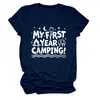 Mi primer año de acampada Amazon eBay sitio independiente moda casual camiseta de manga corta con cuello redondo para mujer