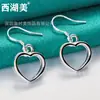 Aretes de plata huecos en forma de corazón joyería femenina joyería belleza del Lago Oeste