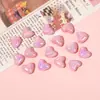 Cuentas de Corazón de Melocotón de Color Sólido Acrílico Galvanizado de Color UV Pulsera DIY Hecha a Mano Cadena para Teléfono Accesorios de Joyería con Cuentas