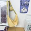Bolso de estudiante estilo coreano, suave, de nailon, de gran capacidad, color sólido, bandolera, tipo media luna, tipo bola de masa.