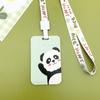 Porta-Cartão de Estudante de Plástico Desenho Animado com Cordão, Porta-Crachá de Trabalho, Porta-Cartão de Panda para Meninos e Meninas, Porta-Cartão de Acesso com Tampa Deslizante