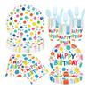 Suprimentos de Festa de Aniversário de Bolinhas Coloridas Transfronteiriços Pratos de Papel Descartáveis Copos de Papel Guardanapos de Papel Layout do Local de Feriado Louça