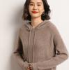 Cachemira Otoño e Invierno 2024 Suéter Holgado con Capucha para Mujer Tejido de Cable Raglán Prendas de Punto de Cachemira para Mujer