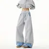 Pantalones de chándal unisex a cuadros con bloques de color, corte limpio, holgados, versátiles, con caída, deportivos, casuales, de pierna ancha, largos, modernos