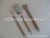P-011Fd Utensílios de Churrasco de Aço Inoxidável com Cabo de Madeira, Ferramentas para Churrasco Pá Garfo Escova Clipe Plaina