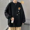 Sudadera versátil de cuello redondo para hombre, estilo Hong Kong, corte holgado, alta calidad, adecuada para primavera y otoño, camiseta de manga larga, top de moda para adolescentes