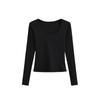 Camiseta básica estilo americano con cuello en U y hombros descubiertos para mujer, elástica, ajustada, de color liso, para uso exterior, corta, Pure Desire.