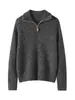 26 Nuevo Patrón Otoño/Invierno Cachemir Grueso Cálido Media Cremallera Jersey Suéter de Punto para Mujer Camiseta Base