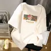 Camiseta de verano para hombre de seda helada de manga corta, estampado de marca de moda, corte holgado, transpirable, de secado rápido, cuello redondo, estilo para parejas, top moderno y versátil