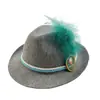 Chapéu de feltro verde jazz alemão mais vendido do fabricante, chapéu de feltro não tecido com pena para Oktoberfest, cartola de palco