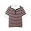 Para Comercio Exterior Europeo y Americano Transfronterizo Ropa de Mujer Aliexpress Más Vendido Verano Holgado Versátil Patchwork Rayado Borgoña Camisa Polo