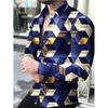 Camisa Masculina Europeia e Americana Transfronteiriça Primavera e Outono Nova Camisa Casual Tendência Masculina Manga Longa Camisa com Impressão Digital 3D Roupa Masculina de Comércio Exterior