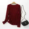 Suéter Suave y Sedoso de Punto de Terciopelo para Mujer, Jersey, Cuello Redondo, Manga Larga, Corte Holgado, Lana Fina, Suave Suéter Superior para Otoño e Invierno