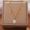 Acero de titanio no se decolora Collar de bambú de jade para mujer Estilo coreano Simple Moda Mariposa Cadena para clavícula Combinación perfecta Puesto Mercado nocturno