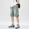 Shorts Jeans com Estampa de Céu Estrelado para Homens, Calça Casual Reta Solta Tendência de Comprimento Médio, Novo Estilo Americano Versátil 2026