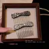 Pente de Cabelo Coreano de Luxo Leve Estilo High-End com Laço e Strass, Acessório de Cabelo Moderno e Versátil para Penteados Updo na Parte de Trás da Cabeça, Luxo Leve Coreano