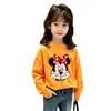 Estilo Nuevo Primavera y Otoño Talla Mediana y Grande Niños Bebé Elegante Estampado de Dibujos Animados Top 100% Algodón Puro Camiseta de Manga Larga Cuello Redondo para Niñas