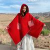 Bufanda de Cuadros de Cachemira Imitación de Estilo Étnico 2024 para Mujer Otoño e Invierno Ropa Exterior Protección Solar Capa con Capucha Chal Grande Dp-18