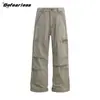 Pantalones de Trabajo Retro Americanos 14.2oz Teñido Asut Lavado Marca de Moda Resistentes Pierna Recta Multibolsillos Paracaidista Casual