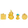 Accesorios para bricolaje de la tienda Puzuo Gold: Colgante de oro cepillado con diamantes de imitación, forma de calabaza, diseño de lluvia de hielo triturado, amuleto de la suerte
