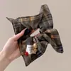 Scrunchie lenço quadrado estilo pastoral francês para meninas e crianças, elástico de cabelo doce com laço para coques, acessório de cabelo