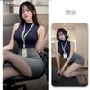 Lencería Sexy de Cintura Alta Adelgazante Conjunto de Uniforme de Secretaria Ol Pura Pasión Body Ajustado Falda Bodycon Atuendo Profesional