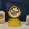Bola de Cristal Transfronteiriça Base Giratória com Textura de Madeira Luminária Noturna Brilhante Lâmpada do Céu Estrelado 3D Decoração de Mesa Presente Criativo de Feriado