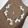 Pulsera de Perlas Naturales con Diseño de Nicho Estilo Francés, Forma Irregular Barroca, Cobre Chapado en Oro Real Conservador del Color Original