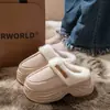 Pantuflas de algodón con plataforma alta para mujer, nuevo modelo de invierno 2026, para uso en interiores en casa, antideslizantes, cálidas, se pueden usar afuera