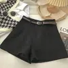Shorts casuales de estilo europeo y americano para mujer, nueva colección verano 2025, moda coreana, adelgazantes, elegantes, de cintura alta, línea A, hot pants de pierna ancha