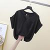 Camisa de verano de largo medio para mujer, estilo japonés-coreano, con cuello en V, manga corta, combinable, de gasa holgada
