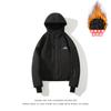 Traje de esquí de dos piezas para pareja, un conjunto de top negro púrpura con capucha, cortavientos, impermeable, grueso, acolchado de algodón