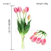 Ramo de Tulipanes Simulados de Goma Suave de 5 Cabezas, Flores Artificiales con Tacto Real, Decoración para el Hogar Nórdico, de Alta Gama y Realista