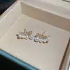 Pendientes de Zirconia y Perla de Aguja de Plata, Exquisitos, Elegantes, Sencillos, Modernos, Versátiles para el Uso Diario, Lujo Ligero, Pendientes de Gama Alta para Mujer