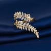 Nuevo anillo abierto con incrustaciones de diamantes de hojas populares europeas y americanas de Amazon transfronterizo, anillo de estilo de lujo ligero de moda para transmisión en vivo femenina