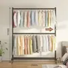 Perchero de doble capa, perchero, perchero de pie para el hogar, ahorrador de espacio para dormitorio, tendedero simple