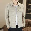 Top Jacquard con Solapa de Moda para Hombre Primavera y Otoño Juvenil Desaliñado Guapo Chaqueta Corta Chaqueta Fina Individualista