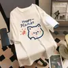 Camiseta de manga curta cartoon feminina longa verão 2023 nova versão coreana de jaqueta estudantil solta slim uma geração de cabelo