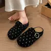 Zapatos Boken de Fieltro con Lunares Retro Cubre-Cabeza para Mujer Pantuflas Otoño 2026 Nuevo Estilo Suela Gruesa Cómodos para los Pies Deslizables para Exteriores