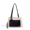 Bolsa Jeans de Grande Capacidade para o Dia a Dia de Mulheres, Nova Moda Verão Tendência Casual Bolsa de Ombro, Bolsa Tote Patchwork de Couro Genuíno