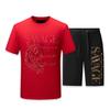 Traje informal de seda de hielo para hombre, camiseta de manga corta con estampado de cabeza de tigre, pantalones cortos de seda, finos y holgados, para verano