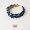 Coroa Alta Simples Jeans Rasgado Lavagem de Rosto Faixa Larga para Cabelo Pelúcia ao Ar Livre Pressão para Cabelo Acessório de Cabelo de Celebridade da Internet Presilha de Cabelo