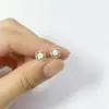 Pendientes de botón de trébol de cuatro hojas de ópalo de plata de ley S925 para mujer, moda simple, lujo ligero, diseño de nicho, accesorios para pendientes