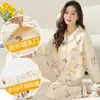 Pijama de Maternidad de Algodón Puro para Primavera y Otoño, Manga Larga, Lactancia, Todo Algodón, Ropa Postparto para Lactancia, Conjunto de Dos Piezas para Casa