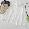 Otoño 2025 Nuevo Estilo 100 kg Tallas Grandes Camisa Elegante de Manga Larga para Mujer Color Sólido Cuello Camisero Blusa 7876