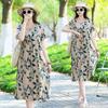 Vestido de Algodão Estampado Estiloso 2026 Verão Feminino Moda Floral Peça de Sobrepor com Bolsos Vestido de Viscose