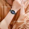 Adecuado para Smartwatch Fitbit Versa4 con Corona y Correa de Cuero Versa3 en Forma de T Incrustada de Diamantes