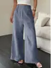 Pantalones holgados de pierna ancha de cintura alta para mujer, nuevo estilo de verano, pantalones largos casuales de color liso con textura de algodón y lino, versátiles pantalones de largo hasta el suelo