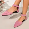 Comercio Electrónico Transfronterizo Tallas Grandes Otoño 2026 Nuevas Sandalias Cerradas con Puntera de Remaches para Mujer Punta Fina Puntera Cerrada Base Plana Sandalias Huecas para Mujer