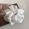 Diadema de pelo de alta calidad con bordado de malla blanca, punto de ola, tipo intestino grueso, flor para el pelo simple de temperamento francés, goma elástica para coleta baja, cuerda para el pelo